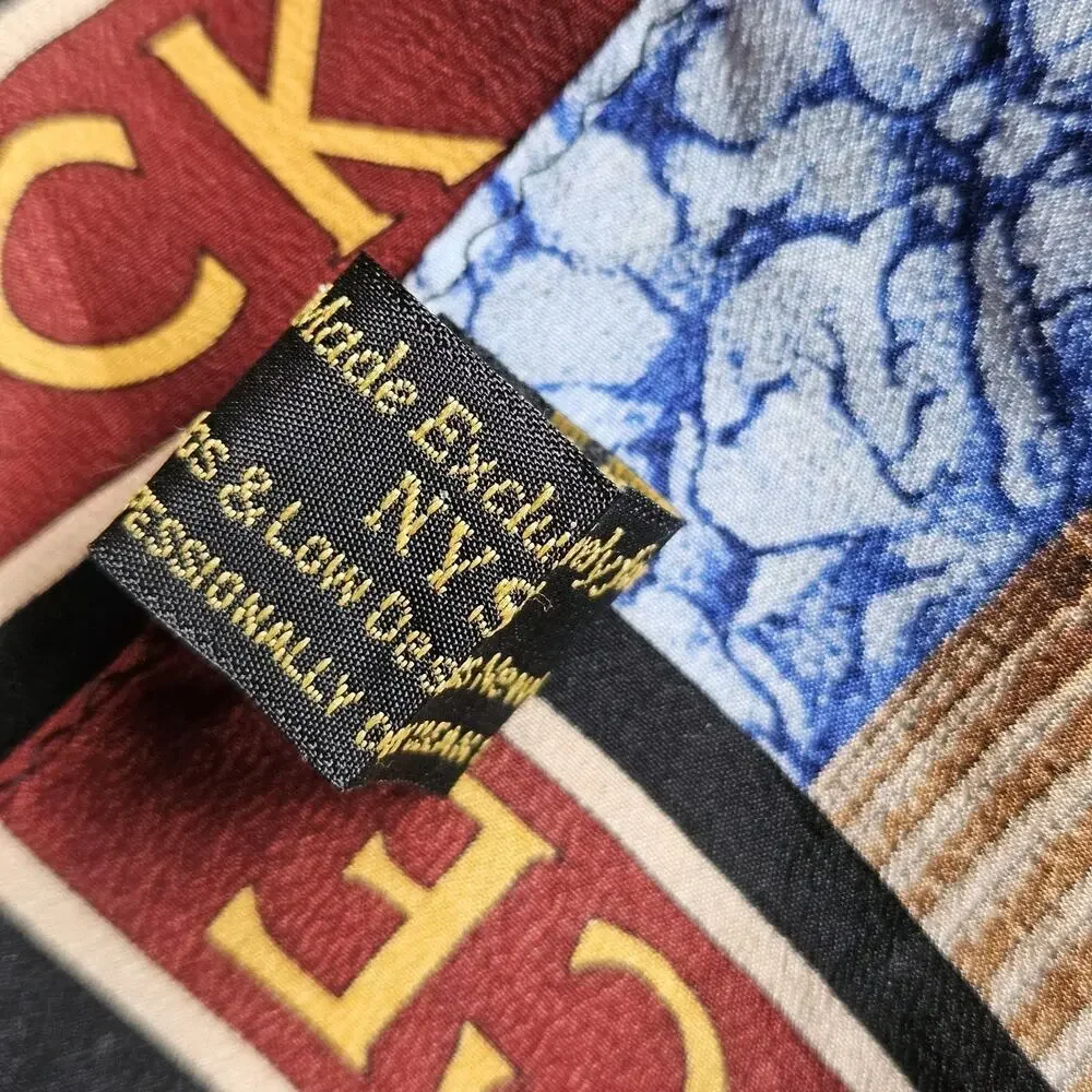 Vos & Low Designs NYSE Stock Exchange 100% Silk Scarf Black Hand Rolled Edges